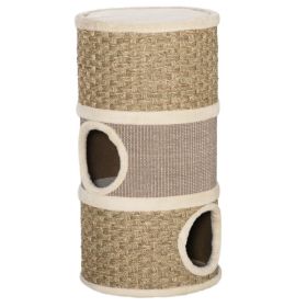 28 Inch Cat Condo, 3 Story Cat Hideaway with Sisal Scratching Pad (Option: Khaki-400x400x720 mm)