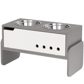 Elevated Dog Bowls, 3 Height Adjustable Raised Dog Bowls w/ Slow Feeder Mat, Stand, for Medium to Extra Large Dogs (Option: Gray-680x360x170 mm)